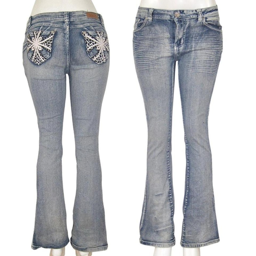 Leopard Print Cross Fashion Love Flare Y2K Jeans